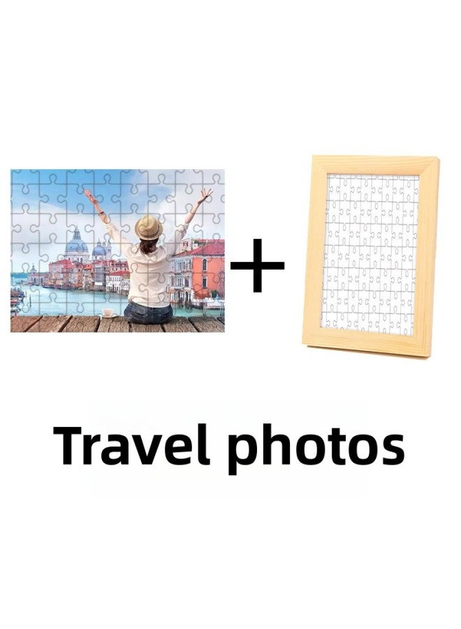 Wooden Puzzle Gift Wooden Photo Frame Couple Photo Gift Custom Color Box 1000 Piece 500 Adult Children's Toy-Color:500 With Photo Frame + Puzzle Scattered Delivery - Image 4